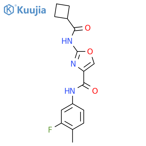 2-cyclobutaneamido-N-(3-fluoro-4-methylphenyl)-1,3-oxazole-4-carboxamide structure
