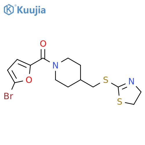 1-(5-bromofuran-2-carbonyl)-4-[(4,5-dihydro-1,3-thiazol-2-ylsulfanyl)methyl]piperidine structure
