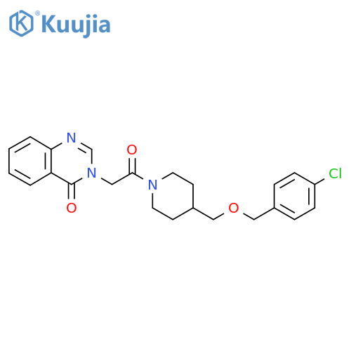 3-2-(4-{(4-chlorophenyl)methoxymethyl}piperidin-1-yl)-2-oxoethyl-3,4-dihydroquinazolin-4-one structure