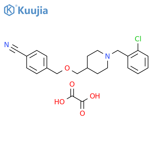 4-({1-(2-chlorophenyl)methylpiperidin-4-yl}methoxy)methylbenzonitrile; oxalic acid structure