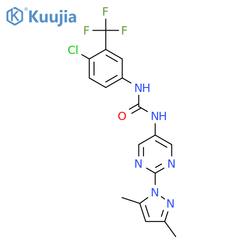 1-4-chloro-3-(trifluoromethyl)phenyl-3-2-(3,5-dimethyl-1H-pyrazol-1-yl)pyrimidin-5-ylurea structure