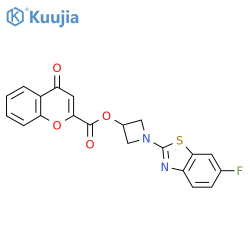 1-(6-fluoro-1,3-benzothiazol-2-yl)azetidin-3-yl 4-oxo-4H-chromene-2-carboxylate structure