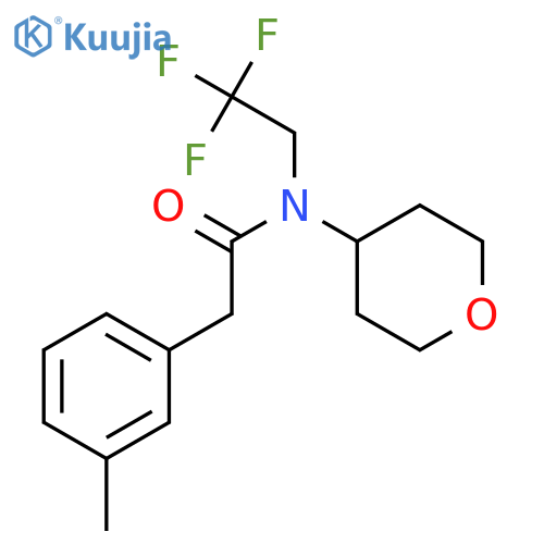 2-(3-methylphenyl)-N-(oxan-4-yl)-N-(2,2,2-trifluoroethyl)acetamide structure
