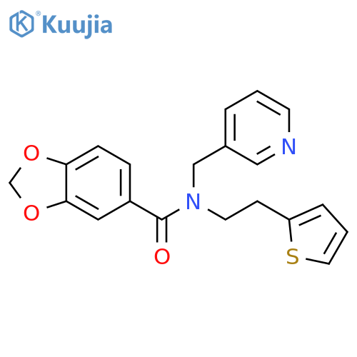 N-(pyridin-3-yl)methyl-N-2-(thiophen-2-yl)ethyl-2H-1,3-benzodioxole-5-carboxamide structure