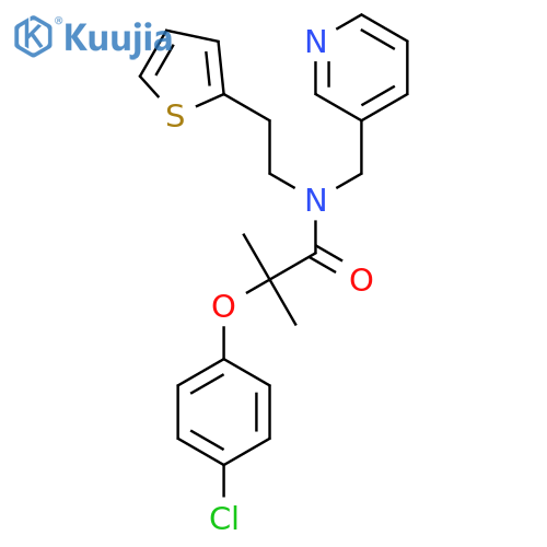 2-(4-chlorophenoxy)-2-methyl-N-(pyridin-3-yl)methyl-N-2-(thiophen-2-yl)ethylpropanamide structure