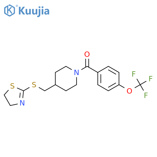 4-[(4,5-dihydro-1,3-thiazol-2-ylsulfanyl)methyl]-1-[4-(trifluoromethoxy)benzoyl]piperidine structure