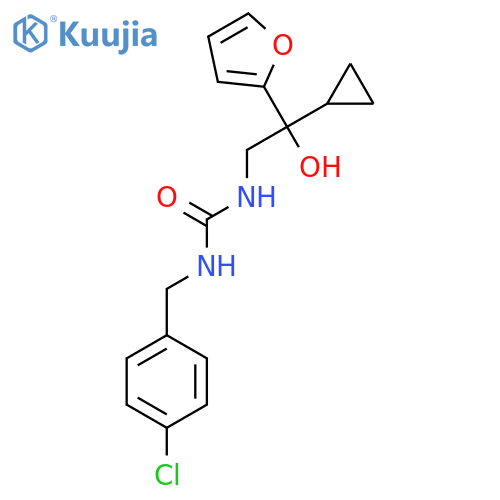 1-(4-chlorophenyl)methyl-3-2-cyclopropyl-2-(furan-2-yl)-2-hydroxyethylurea structure
