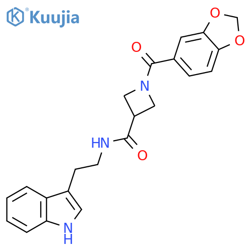 1-(2H-1,3-benzodioxole-5-carbonyl)-N-2-(1H-indol-3-yl)ethylazetidine-3-carboxamide structure