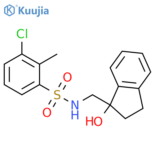 3-chloro-N-[(1-hydroxy-2,3-dihydro-1H-inden-1-yl)methyl]-2-methylbenzene-1-sulfonamide structure