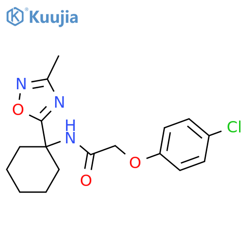 2-(4-chlorophenoxy)-N-[1-(3-methyl-1,2,4-oxadiazol-5-yl)cyclohexyl]acetamide structure