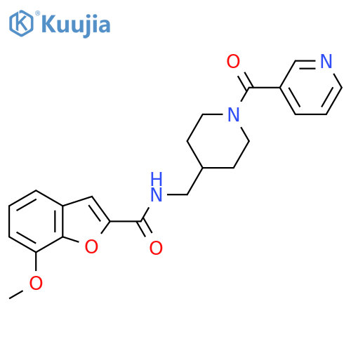 7-methoxy-N-{1-(pyridine-3-carbonyl)piperidin-4-ylmethyl}-1-benzofuran-2-carboxamide structure