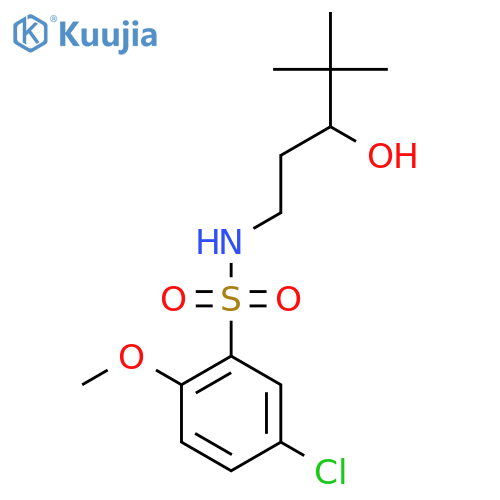 5-chloro-N-(3-hydroxy-4,4-dimethylpentyl)-2-methoxybenzene-1-sulfonamide structure