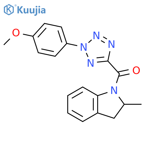 1-[2-(4-methoxyphenyl)-2H-1,2,3,4-tetrazole-5-carbonyl]-2-methyl-2,3-dihydro-1H-indole structure