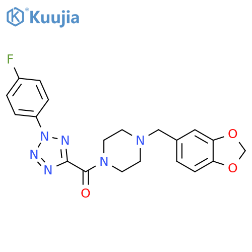 1-(2H-1,3-benzodioxol-5-yl)methyl-4-2-(4-fluorophenyl)-2H-1,2,3,4-tetrazole-5-carbonylpiperazine structure