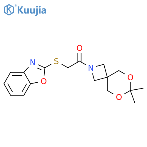 2-(1,3-benzoxazol-2-ylsulfanyl)-1-{7,7-dimethyl-6,8-dioxa-2-azaspiro3.5nonan-2-yl}ethan-1-one structure