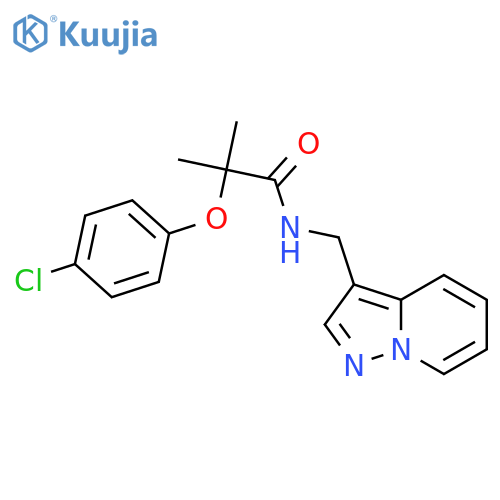 2-(4-chlorophenoxy)-2-methyl-N-({pyrazolo1,5-apyridin-3-yl}methyl)propanamide structure
