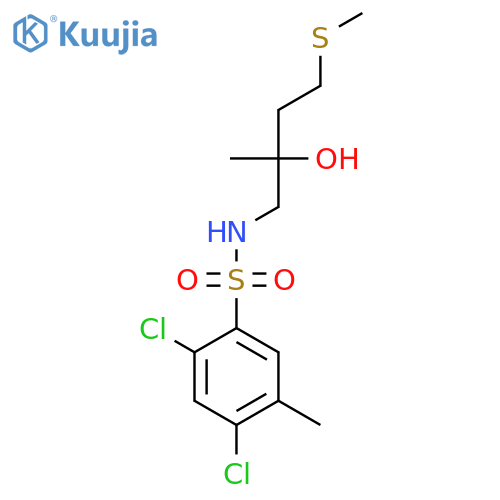2-[(2,4-dichloro-5-methylbenzenesulfonamido)methyl]-4-(methylsulfanyl)butan-2-ol structure