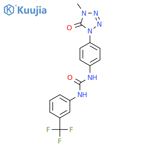 3-4-(4-methyl-5-oxo-4,5-dihydro-1H-1,2,3,4-tetrazol-1-yl)phenyl-1-3-(trifluoromethyl)phenylurea structure