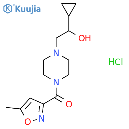 1-cyclopropyl-2-4-(5-methyl-1,2-oxazole-3-carbonyl)piperazin-1-ylethan-1-ol hydrochloride structure