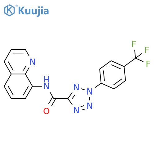 N-(quinolin-8-yl)-2-4-(trifluoromethyl)phenyl-2H-1,2,3,4-tetrazole-5-carboxamide structure