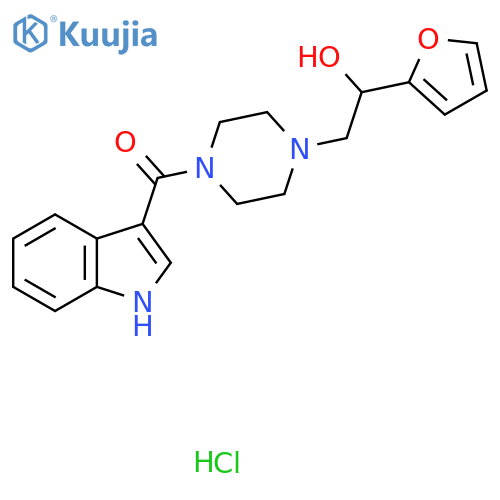 1-(furan-2-yl)-2-4-(1H-indole-3-carbonyl)piperazin-1-ylethan-1-ol hydrochloride structure