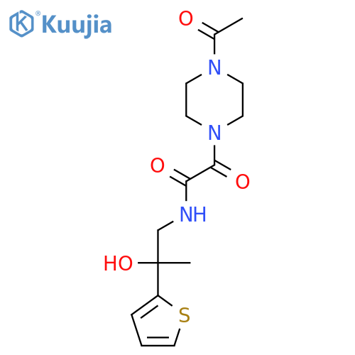 2-(4-acetylpiperazin-1-yl)-N-2-hydroxy-2-(thiophen-2-yl)propyl-2-oxoacetamide structure