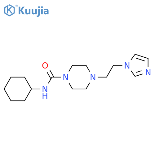 4-(2-(1H-imidazol-1-yl)ethyl)-N-cyclohexylpiperazine-1-carboxamide structure
