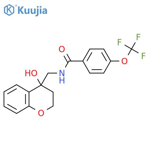 N-(4-hydroxy-3,4-dihydro-2H-1-benzopyran-4-yl)methyl-4-(trifluoromethoxy)benzamide structure