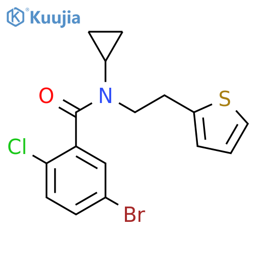 5-bromo-2-chloro-N-cyclopropyl-N-2-(thiophen-2-yl)ethylbenzamide structure