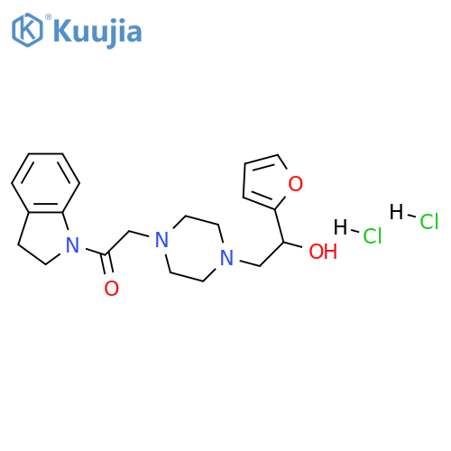 1-(2,3-dihydro-1H-indol-1-yl)-2-{4-2-(furan-2-yl)-2-hydroxyethylpiperazin-1-yl}ethan-1-one dihydrochloride structure