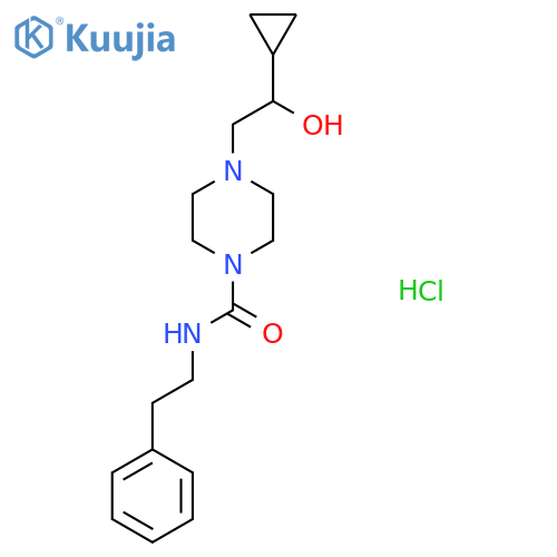 4-(2-cyclopropyl-2-hydroxyethyl)-N-(2-phenylethyl)piperazine-1-carboxamide hydrochloride structure