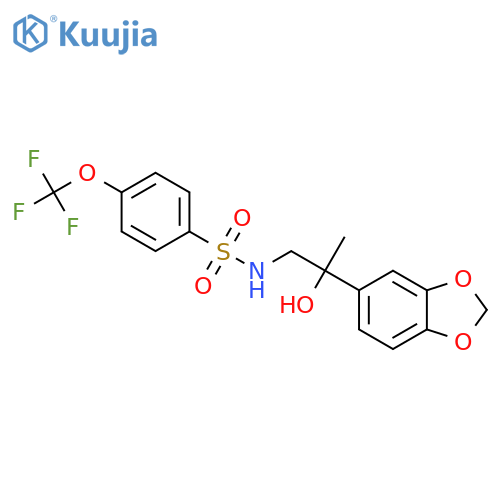 N-[2-(2H-1,3-benzodioxol-5-yl)-2-hydroxypropyl]-4-(trifluoromethoxy)benzene-1-sulfonamide structure