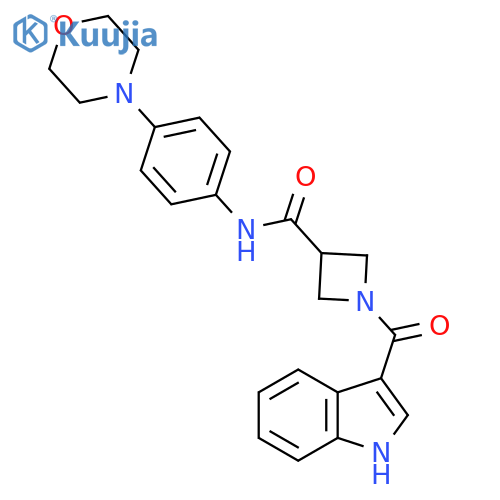 1-(1H-indole-3-carbonyl)-N-4-(morpholin-4-yl)phenylazetidine-3-carboxamide structure
