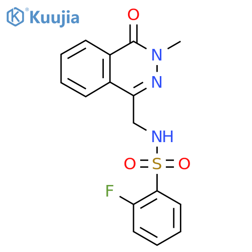 2-fluoro-N-[(3-methyl-4-oxo-3,4-dihydrophthalazin-1-yl)methyl]benzene-1-sulfonamide structure
