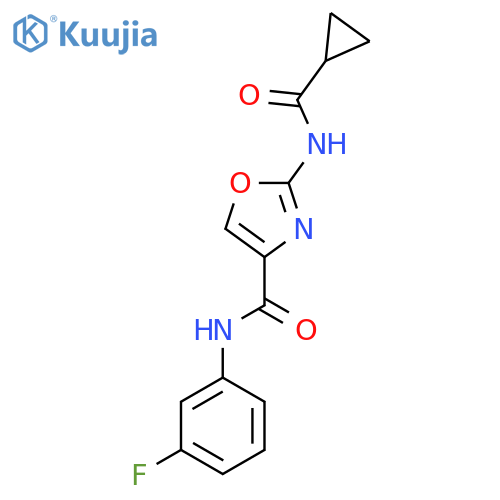 2-cyclopropaneamido-N-(3-fluorophenyl)-1,3-oxazole-4-carboxamide structure