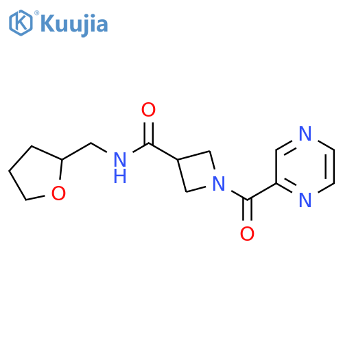 1-(pyrazine-2-carbonyl)-N-((tetrahydrofuran-2-yl)methyl)azetidine-3-carboxamide structure