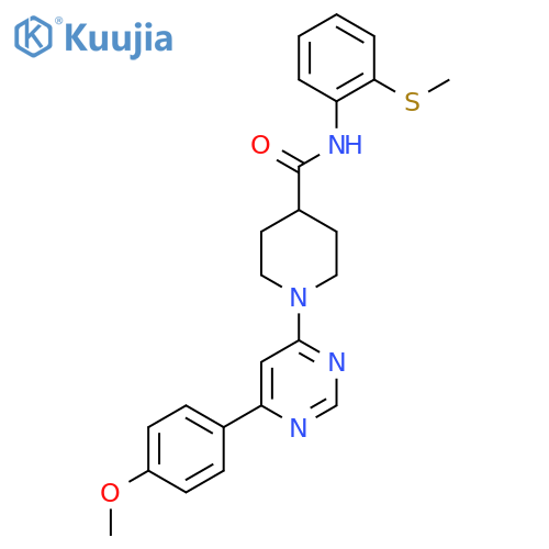 1-6-(4-methoxyphenyl)pyrimidin-4-yl-N-2-(methylsulfanyl)phenylpiperidine-4-carboxamide structure
