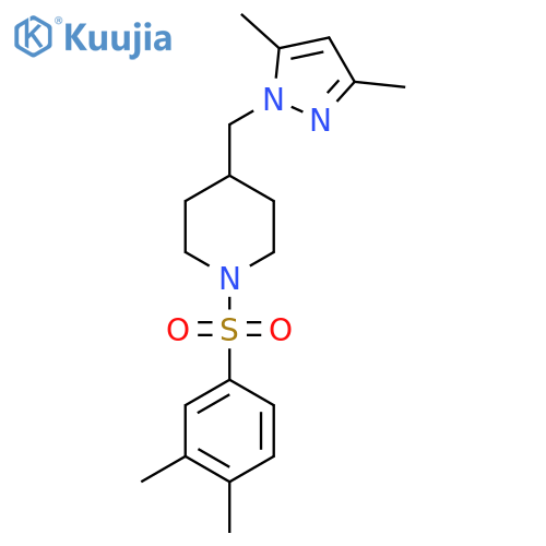 4-(3,5-dimethyl-1H-pyrazol-1-yl)methyl-1-(3,4-dimethylbenzenesulfonyl)piperidine structure