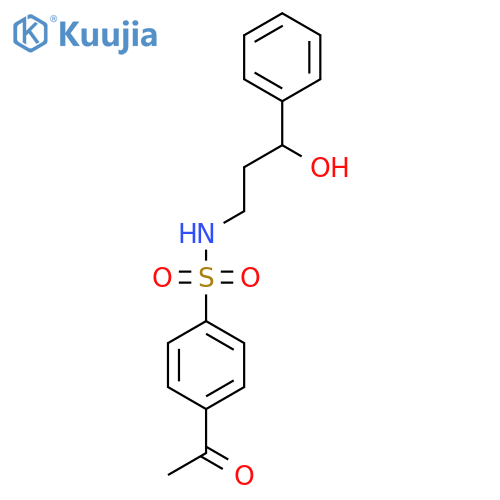 4-acetyl-N-(3-hydroxy-3-phenylpropyl)benzene-1-sulfonamide structure