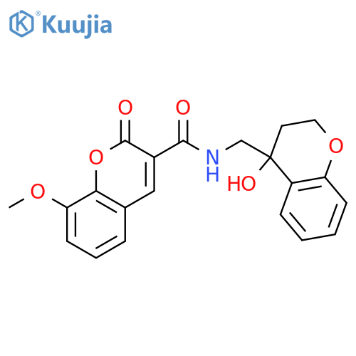 N-(4-hydroxy-3,4-dihydro-2H-1-benzopyran-4-yl)methyl-8-methoxy-2-oxo-2H-chromene-3-carboxamide structure