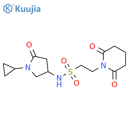 N-(1-cyclopropyl-5-oxopyrrolidin-3-yl)-2-(2,6-dioxopiperidin-1-yl)ethane-1-sulfonamide structure