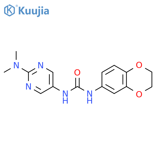 1-(2,3-dihydro-1,4-benzodioxin-6-yl)-3-2-(dimethylamino)pyrimidin-5-ylurea structure