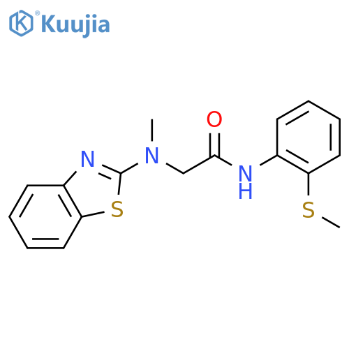 2-(1,3-benzothiazol-2-yl)(methyl)amino-N-2-(methylsulfanyl)phenylacetamide structure