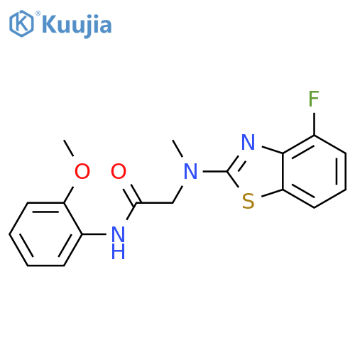 2-[(4-fluoro-1,3-benzothiazol-2-yl)(methyl)amino]-N-(2-methoxyphenyl)acetamide structure