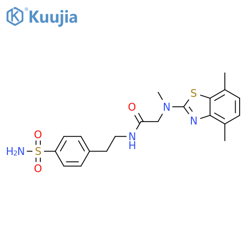 2-(4,7-dimethyl-1,3-benzothiazol-2-yl)(methyl)amino-N-2-(4-sulfamoylphenyl)ethylacetamide structure