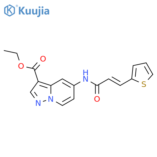 ethyl 5-[(2E)-3-(thiophen-2-yl)prop-2-enamido]pyrazolo[1,5-a]pyridine-3-carboxylate structure