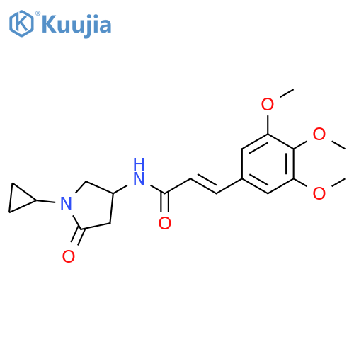 (2E)-N-(1-cyclopropyl-5-oxopyrrolidin-3-yl)-3-(3,4,5-trimethoxyphenyl)prop-2-enamide structure