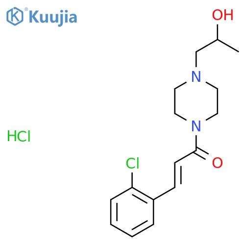 (2E)-3-(2-chlorophenyl)-1-4-(2-hydroxypropyl)piperazin-1-ylprop-2-en-1-one hydrochloride structure
