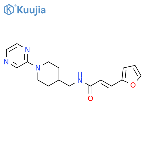 (2E)-3-(furan-2-yl)-N-{[1-(pyrazin-2-yl)piperidin-4-yl]methyl}prop-2-enamide structure