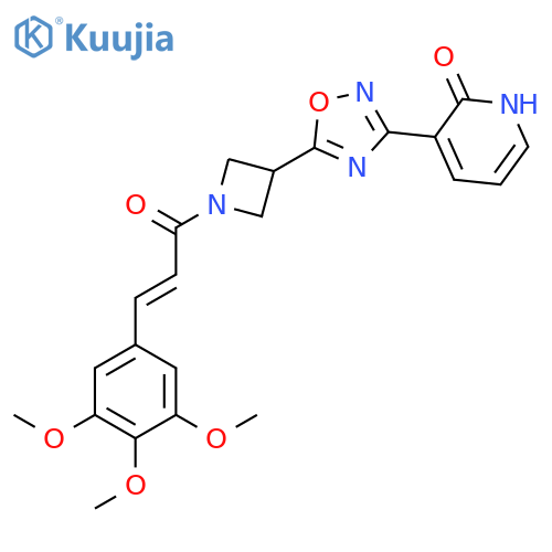 3-(5-{1-(2E)-3-(3,4,5-trimethoxyphenyl)prop-2-enoylazetidin-3-yl}-1,2,4-oxadiazol-3-yl)-1,2-dihydropyridin-2-one structure